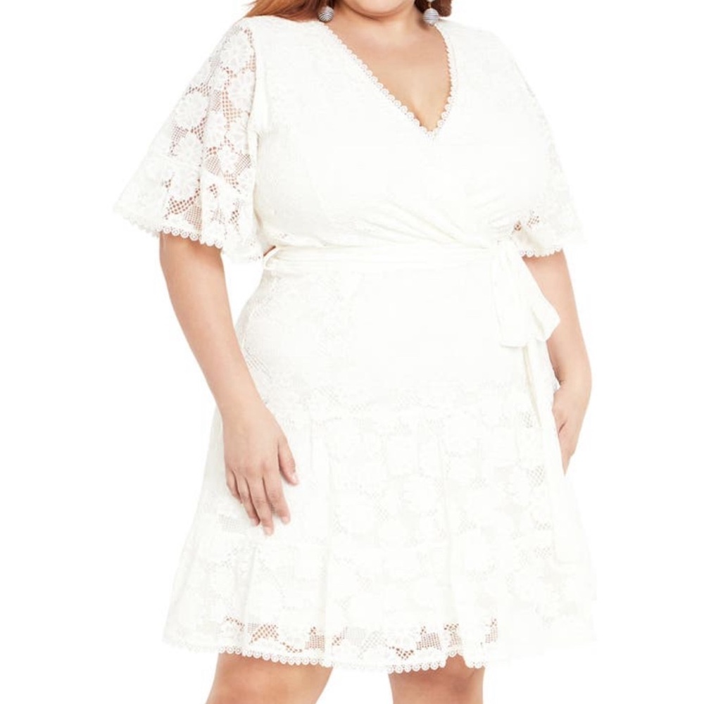 White City Chic Garden Kisses Lace Faux Wrap Dress 18/M